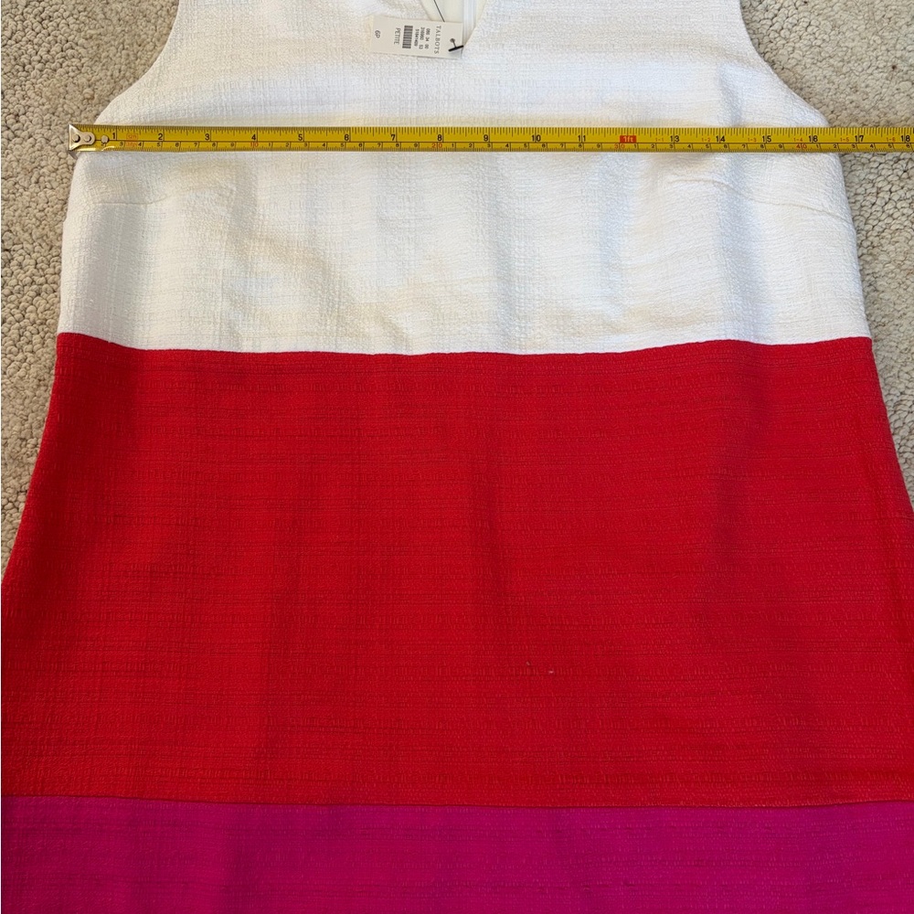 Talbots Red, Pink, and White Color Block Women’s Textured Dress Sz 6P - Picture 6 of 8